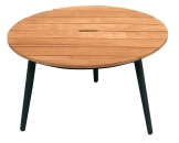 PIXEL Lounge Tisch Ø 80 cm, Aluminium/Teak