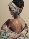 Bild 251605, 90 x 120 cm Afrikan. Frau v. hinten