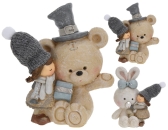 Weihnachtsfigur, Mädchen mit Teddy, H 13 cm