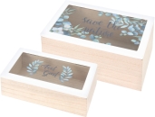 Kiste mit Glasdeckel "Blätter", L17.5 x B10 x H5.5